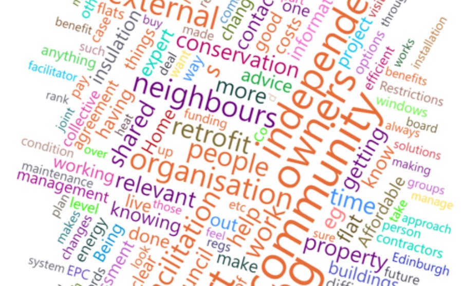 An extract from a word cloud in the questionnaire report